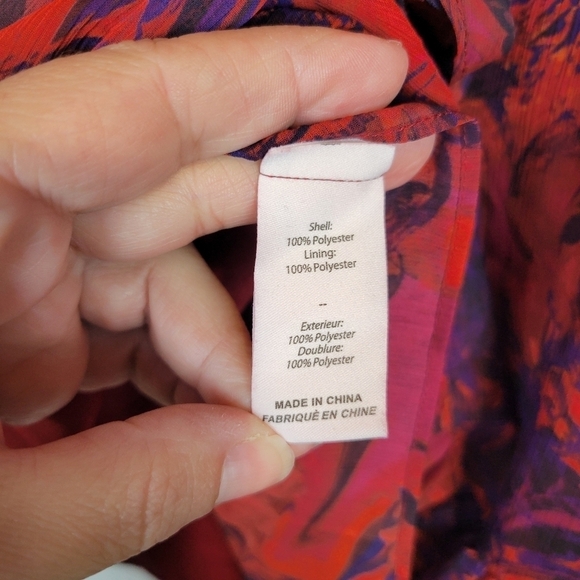 NEW Cinq a Sept Livie Floral Tiered Ruffle Chiffon Dress Dark Red Size 4 - Picture 12 of 13